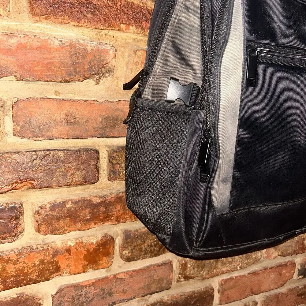 NRA Logo Backpack Tan And Black With 4 Compartments And Water Bottle Holder